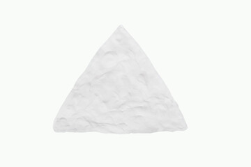 Plasticine handmade color white triangle geometric shapes isolated on white background. Suitable...