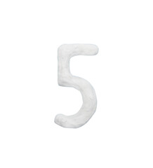 Naklejka premium Plasticine handmade color white arabic number Five. it is a universal language used all over world. For kids, children math operation to enhance brain skills education for children.