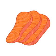 Sashimi Steak Pieces of Salmon  on isolated background cartoon