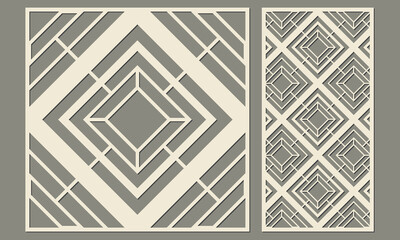 Abstract geometric pattern of triangular shape. Laser cutting of decorative panels. Template for cutting plywood, wood, paper, cardboard and metal.