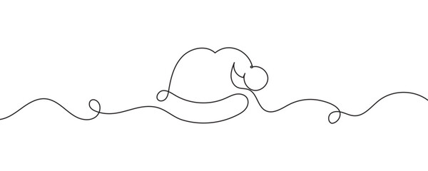 Christmas hat one line drawing. Vector illustration