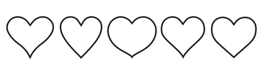 Heart icon set, love concept isolated on white background. Vector illustration