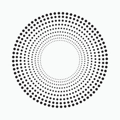 Circle halftone spiral backdrop. Dotted abstract concentric circle. spiral, swirl, twirl element. Circular and radial dots helix. Design element for multipurpose use.	