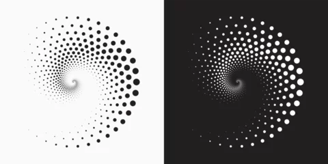 Fotobehang Circle halftone spiral backdrop set. Dotted abstract concentric circle. spiral, swirl, twirl element. Circular and radial dots helix. Design element for multipurpose use.  © cnh