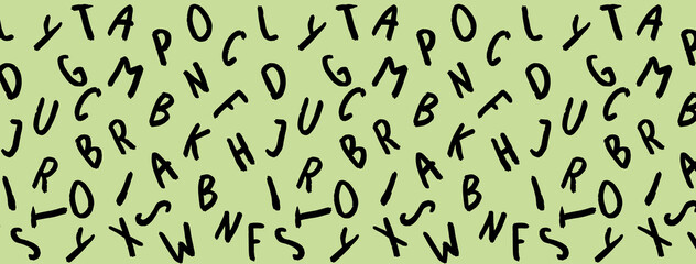 template with the image of keyboard symbols. set of letters. Surface template. pastel pea background. Banner for insertion into site. Horizontal image.