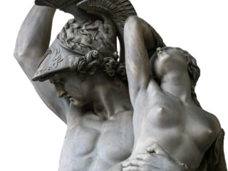 Rape of Polissena PNG image transparent background, sculpture 1855-1865 by Pio Fedi placed in the Loggia dei Lanzi in Florence.