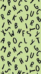 template with the image of keyboard symbols. set of letters. Surface template. pastel pea background. Vertical image.