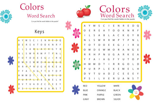 Word Search puzzle game with the color word