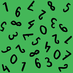 template with the image of keyboard symbols. a set of numbers. Surface template. yellow green background. Square image.