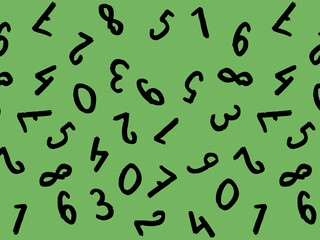 template with the image of keyboard symbols. a set of numbers. Surface template. yellow green background. Horizontal image.