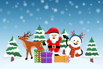 Christmas Background with Santa Claus and Merry Christmas