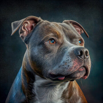 Portrait of a Staffordshire Terrier ,generative ai illustration 01