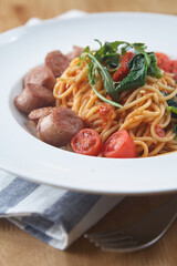 Grilled Sausage with Tomato Bolognese Pasta