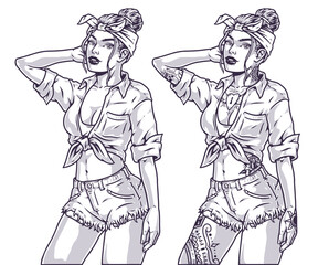 Urban style woman monochrome emblem