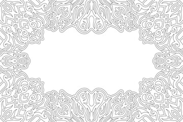 Line art for coloring book with vintage border