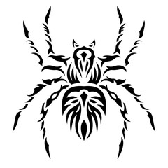 Tribal tattoo art with black spider silhouette