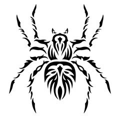 Tribal tattoo art with black spider silhouette