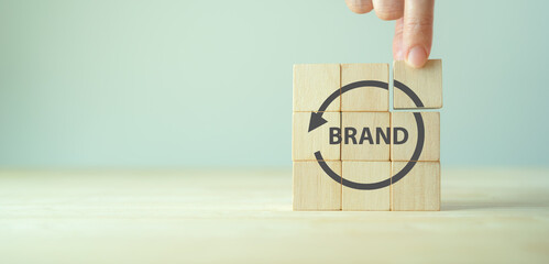 Rebranding strategy concept. Marketing and brand management. Rethinks marketing strategy with a new...