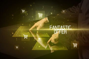 Online shopping concept with shopping cart icons