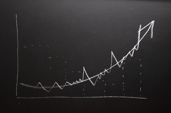 Stock market concept. rising stock market chart. blackboard concept.