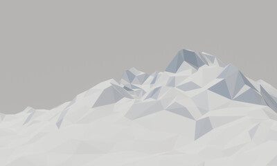3D low polygon ice mountain. Cold environment.