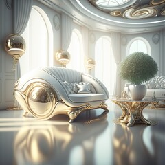 Nobles luxuriöses Wohnzimmer, ai generativ