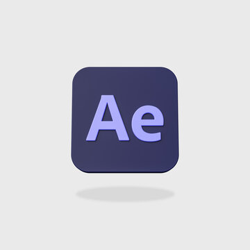 Adobe After Effects App Icon on Flat Gray Background