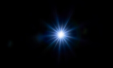 Light star illuminated on a black background.