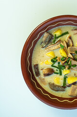 mushroom soup stew classic traditional national dish recipe with porcini mushrooms Ukrainian cuisine Hutsul culture