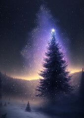 Beautiful magic Christmas tree on Christmas night.generate by ai