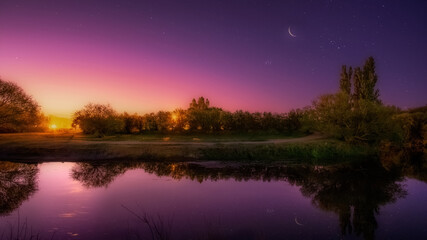 sunset over the river