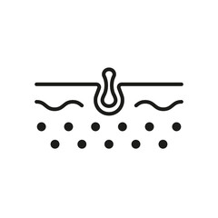 Blackhead Sign. Pimple and Inflammation Sebum Linear Pictogram. Skin Acne, Comedo Line Icon. Deep Pustule Skin Problem Black Icon. Editable Stroke. Isolated Vector Illustration