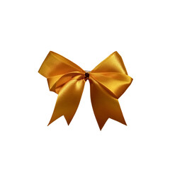 Top view, Shiny color satin ribbon gold bows isolated on white background for stock photo. Christmas gift, valentines day, birthday wrapping element, present