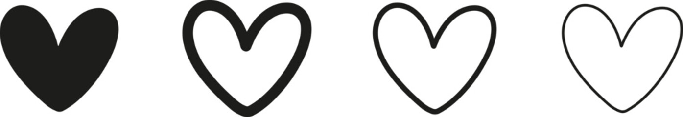 Heart hand drawn line icons illustration vector collection.  