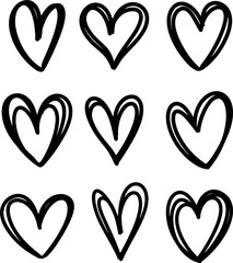 Abstract hand drawn line love icons illustration vector set.  