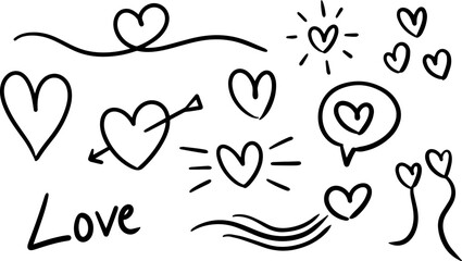 Line art love elements illustration vector collection.  