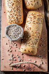 Healthy and wholegrains oat buns with wheat grains.