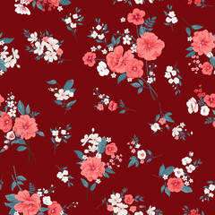 Obraz na płótnie Canvas Seamless pattern with vintage roses for summer dress fabrics