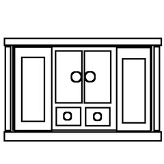 Coloring page house furniture illustration 