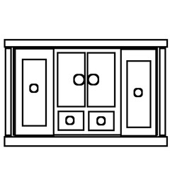 Coloring page house furniture illustration 