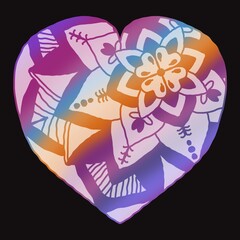 Heart shaped mandala with rainbow pattern,Happy Valentine's Day