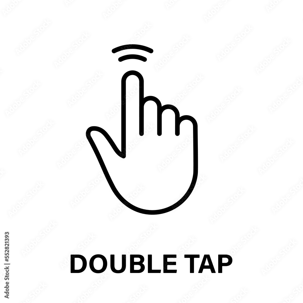 Poster double tap gesture of computer mouse. pointer finger black line icon. cursor hand linear pictogram. 