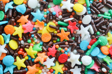 Colourful sprinkles for cake decorating or ice cream 