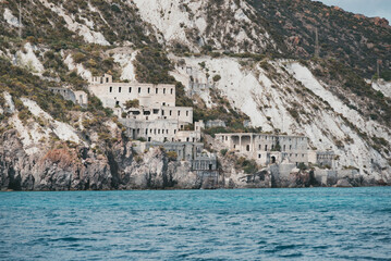 La vecchia fabbrica in cui si estraeva la pietra pomice a Lipari, nell'arcipelago delle Eolie in sicilia