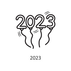 2023 vector outline Icon Design illustration. New Year Symbol on White background EPS 10 File