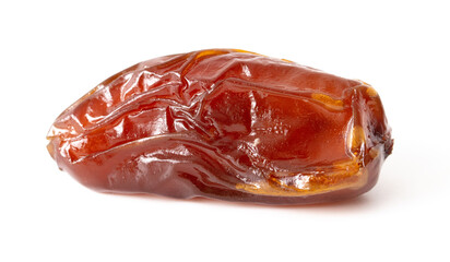 One dried date isolated on white background.