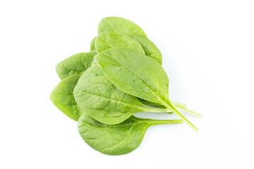 Green spinach on a white background