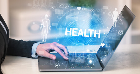 Doctor working a health check