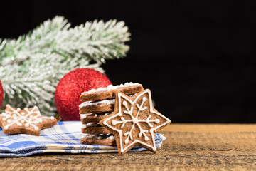 Christmas decoration with gingerbread cookies