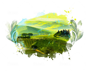 tuscany green landscape,   